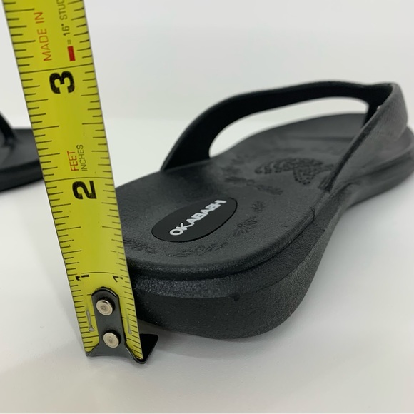 Okabashi Splash Solid Black Comfort Flip Flops Sandals Elevated Heel Size M/L - Picture 15 of 15